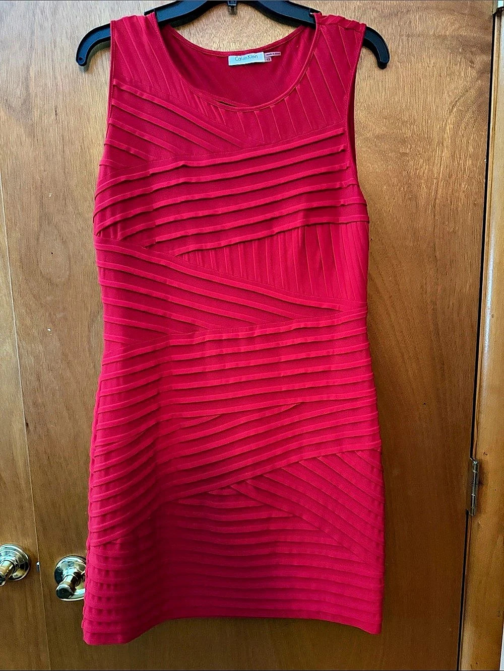 Calvin Klein Pleated Mini Dress in red Size 12